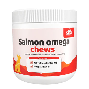 Salmon Omega Oil Soft Chews for Dogs,Skin & Coat Support,Shiny Coats Dog Skin Health Rich In EPA & DHA Fatty Acids Salmon Oil Supplement 10.6oz