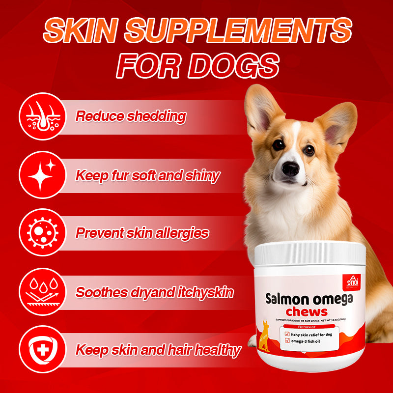 Salmon Omega Oil Soft Chews for Dogs,Skin & Coat Support,Shiny Coats Dog Skin Health Rich In EPA & DHA Fatty Acids Salmon Oil Supplement 10.6oz
