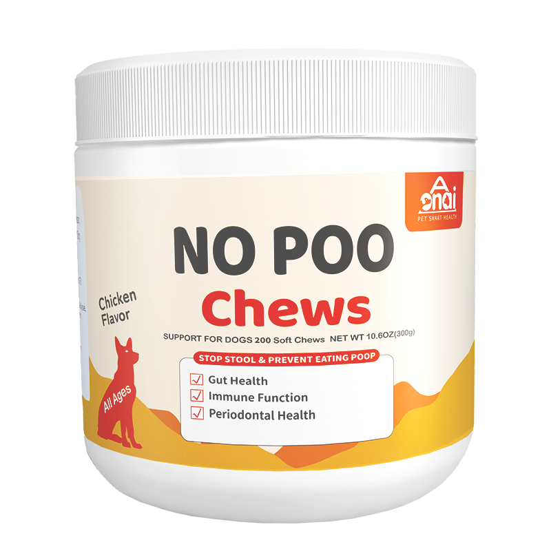 [Probiotic Stool Eating Deterrent] 200 Advance Chew No Poo Bites - Stool Eating Deterrent Soft Chews for Dogs - Premium Probiotic Gut, Periodontal & Immune System Support