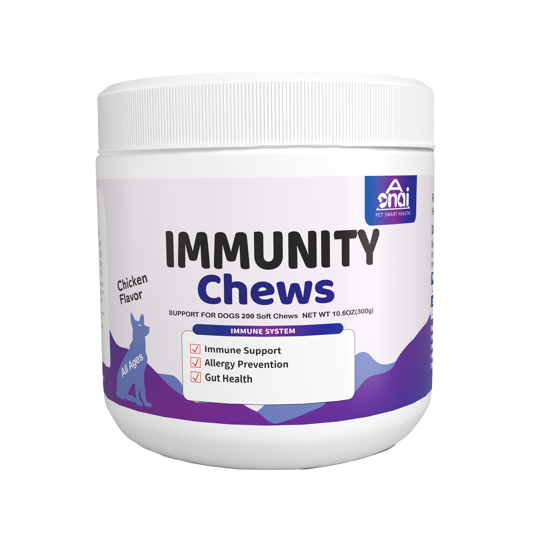 Immunity Daily Soft Chews for Dogs, Supports Yeast Production, Immune System, Gut & Digestive Health for Dogs - 200 Chews